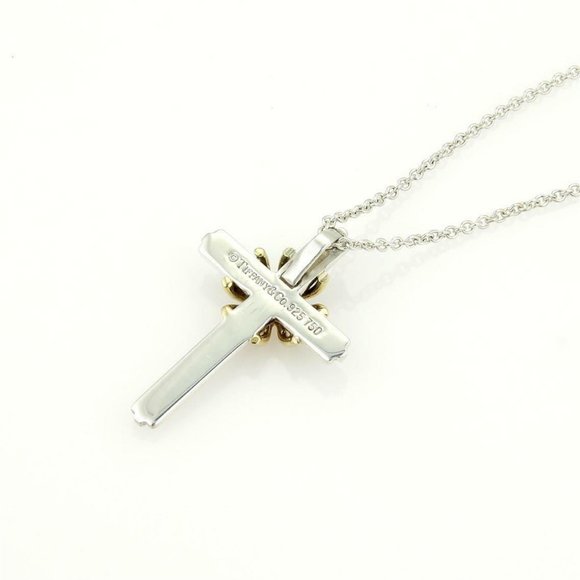 Tiffany & Co. 925 Silver 18k Gold Cross Necklace - Picture 4 of 7